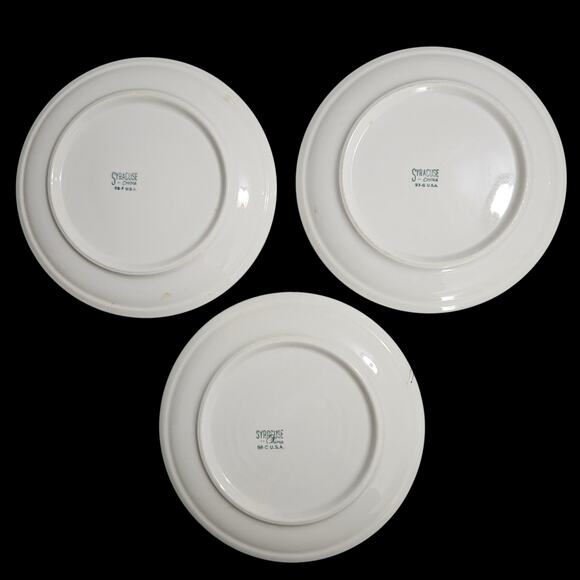 Syracuse China 8" White Plates with Orange Rim – Set of 3 – USA Made - Picture 6 of 6